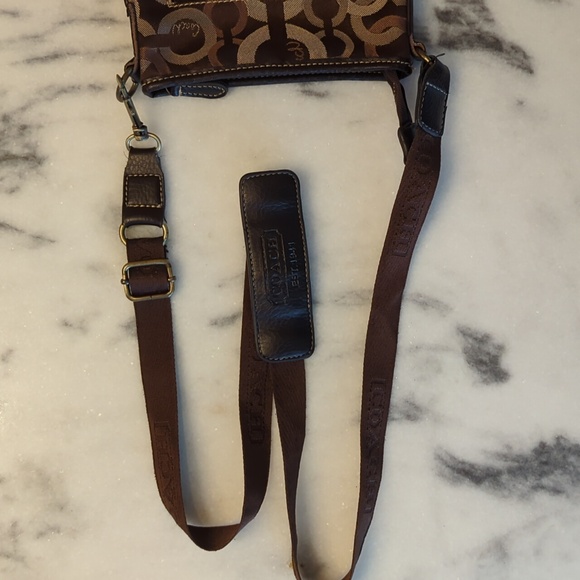 COACH Brown Sateen Madison Dotten OpArt Crossbody - Picture 5 of 10